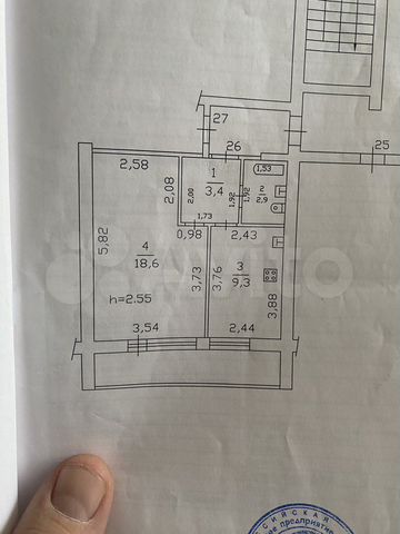 1-к. квартира, 34,2 м², 3/3 эт.