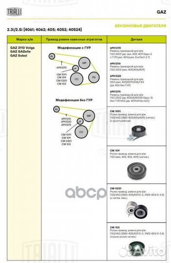 Ролик ремня приводного газ змз. 405. 406. 409