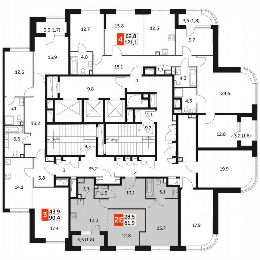 1-к. квартира, 61,9 м², 40/40 эт.
