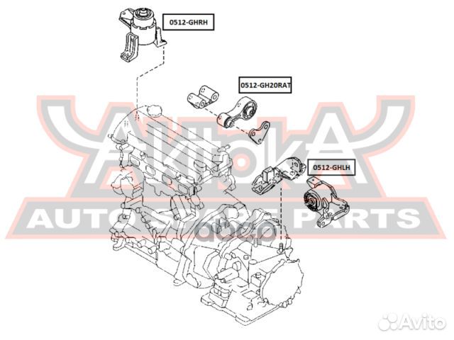 Подушка двигателя ат зад прав/лев 0512-GH20