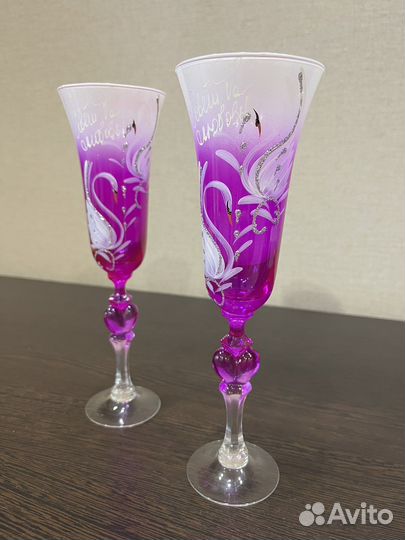 Свадебные бокалы ручной работы