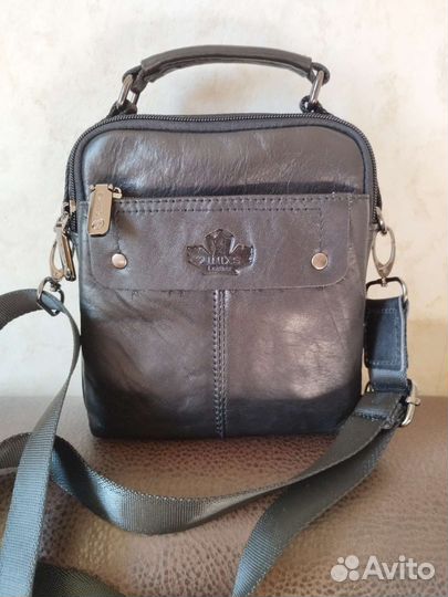 Сумка мужская натуральная кожа через плечо