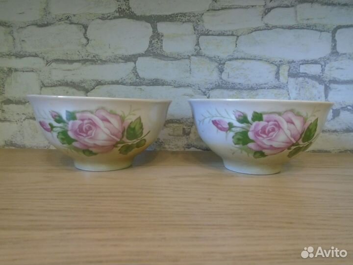 6 пиал. Розы. Туймазинский фарфоровый завод, СССР