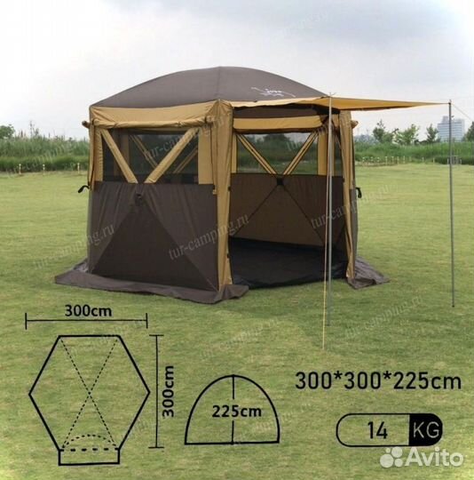 Шатёр туристический шестиугольный с полом (mimir 2