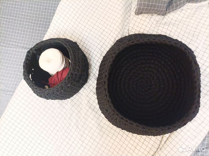 Корзинка из трикотажной пряжи