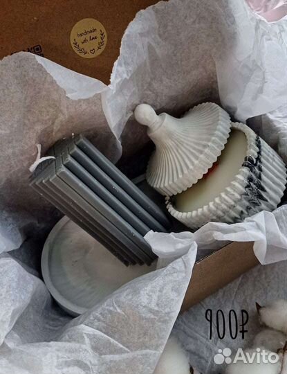 Гипс и свечи в подарочной упаковке