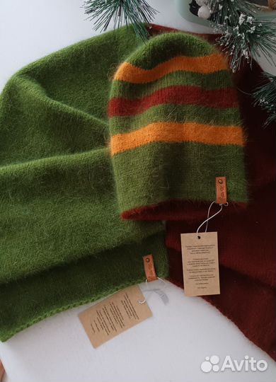 Шапка и шарф женская вязаная