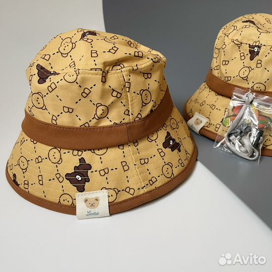 Панама со шнурком, горчично коричневая, детская