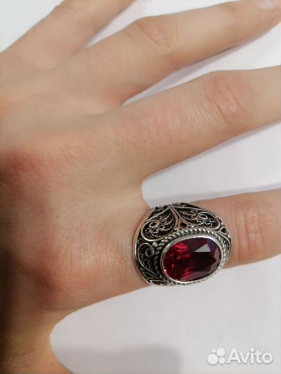 Перстень мужской 19 размер с рубином СССР
