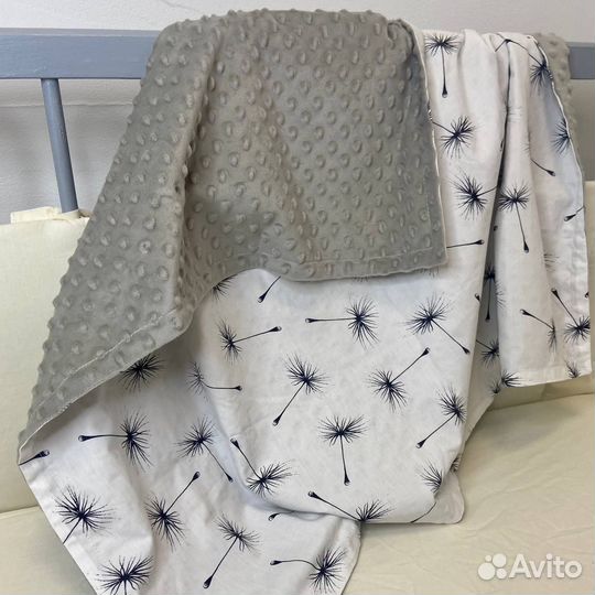 Плед новый двусторонний из хлопка и плюша