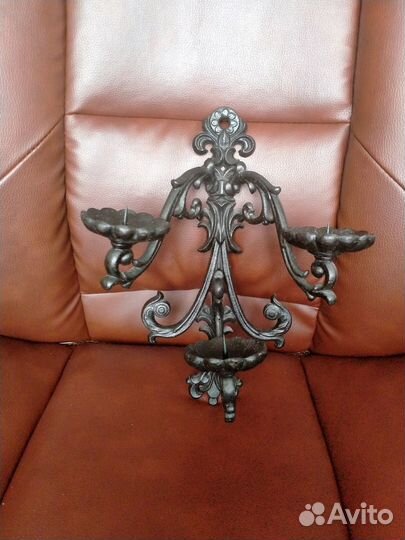 Настенный подсвечник. 3 свечи. Куса. Чугун