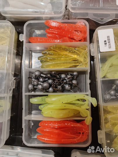 37шт. набор приманка силикон джиг виброхвост