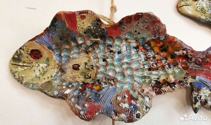 Настенное блюдо рыба керамика