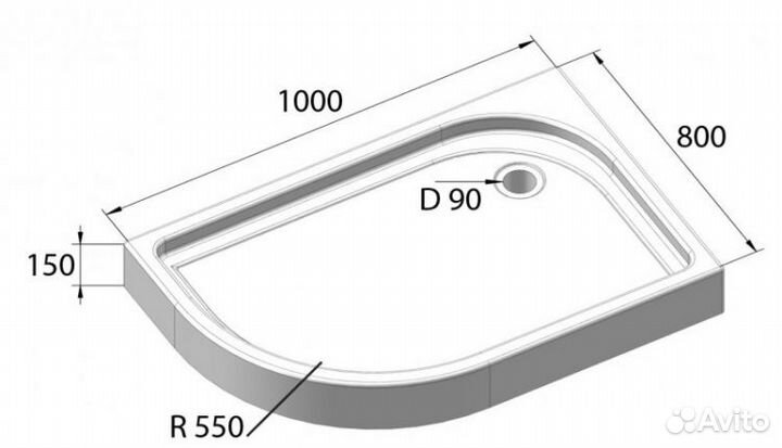 Поддон акриловый BelBagno tray-BB-RH-100/80-550-15