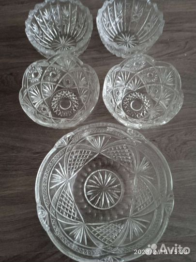 Салатники, ваза. селедочница-хрусталь, стекло