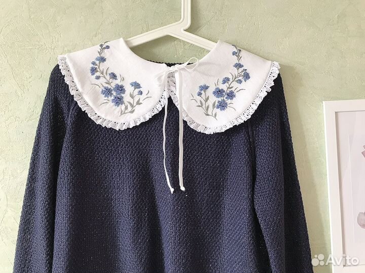 Воротник накладной васильки