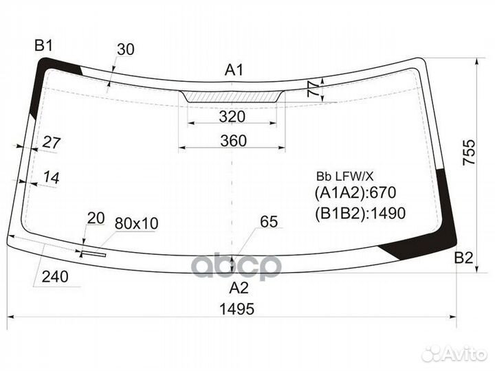 Стекло лобовое toyota BB/scion XB 00-05 BB LFW