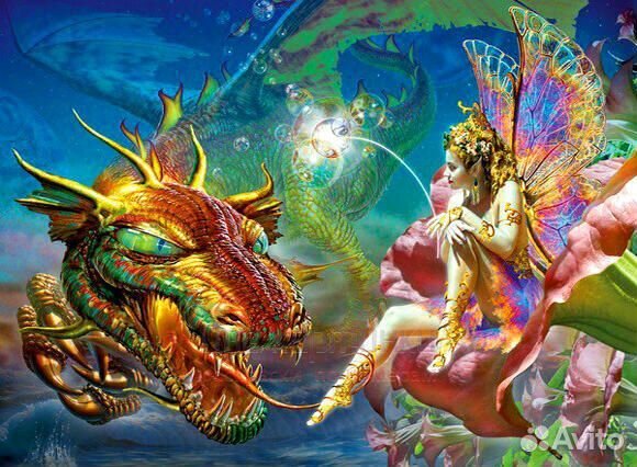 Картина по номерам 40x50 Восточный дракон и фея