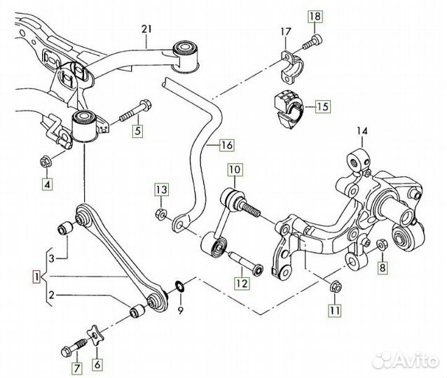 Рычаг задний Пассат Октавия