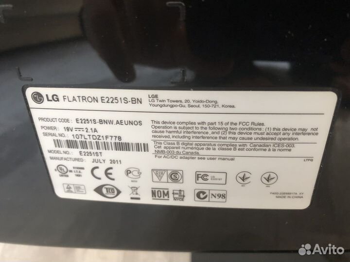 Монитор LG 22 дюйма 60гц