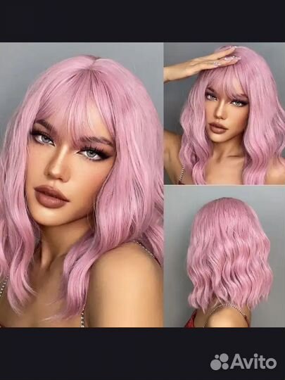 Парик новый розовый