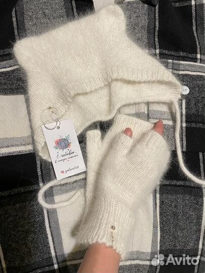 Чепчик с ушками Teddy + митенки