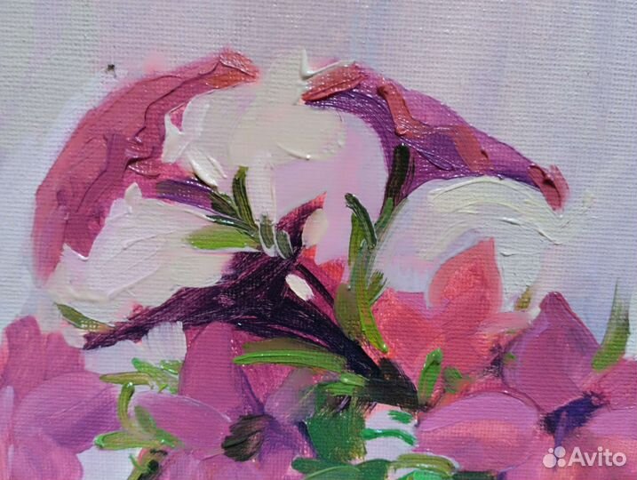 Картина в интерьер маслом. Петуньи
