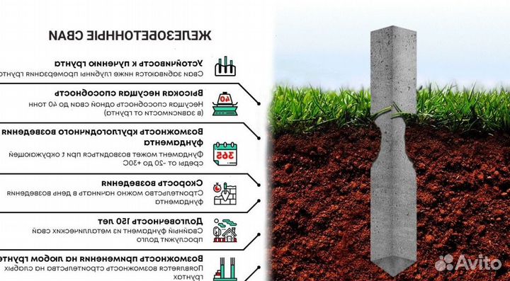 Забивные сваи с установкой под ключ