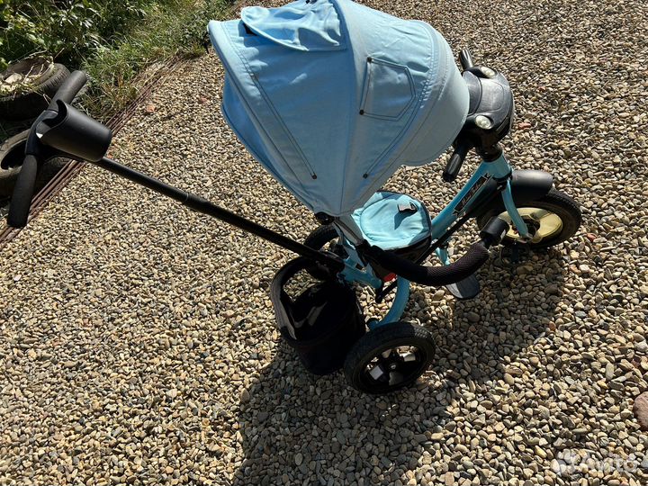 Детский трехкол велосипед с ручкой и муз.панелью