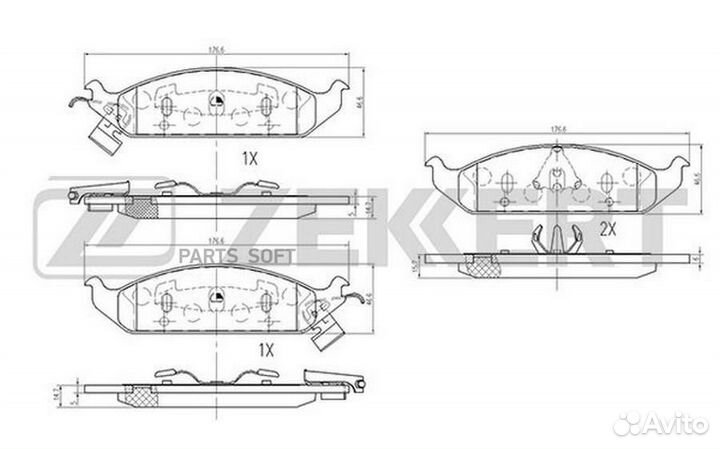 Zekkert BS-2427 Колодки торм. диск. передн. Chrysler Cirrus II 94- Stratus (JA JX) 95- Dodge Stratus
