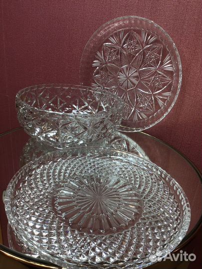 Блюдо поднос хрусталь СССР и салатник