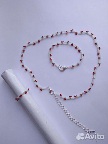 Комплект ожерелье,браслет,кольцо из бисера