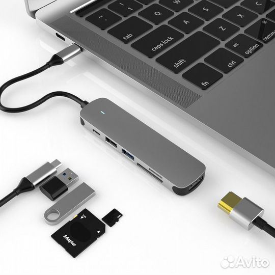 USB Хаб Type-C 6в1 на MacBook basix BX6H