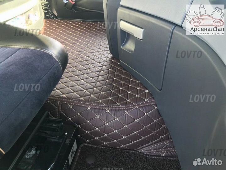 5Д коврики из экокожи Рено Т кофейного цвета
