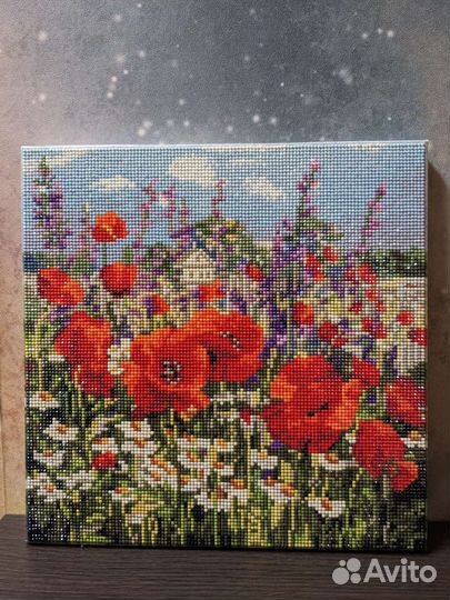Алмазная мозаика, готовая работа, на подрамнике