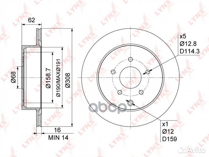 Диск тормозной зад BN1116 lynxauto