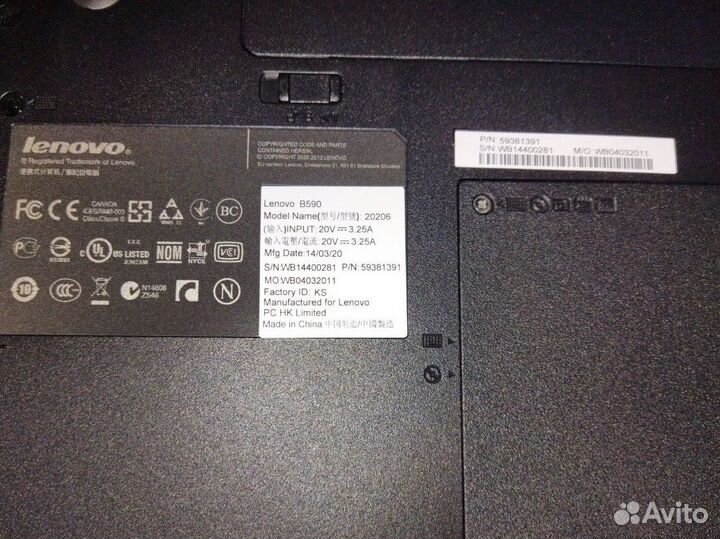 Ноутбук lenovo B590