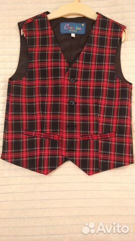 Жилетка шотландка для мальчика 128 р