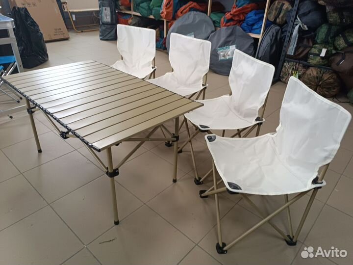 Реечный стол в комплекте с 4мя стульями