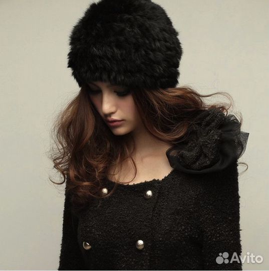 Шапка вязанный кролик новая