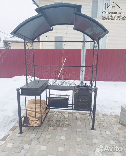 Мангал с печью под казан
