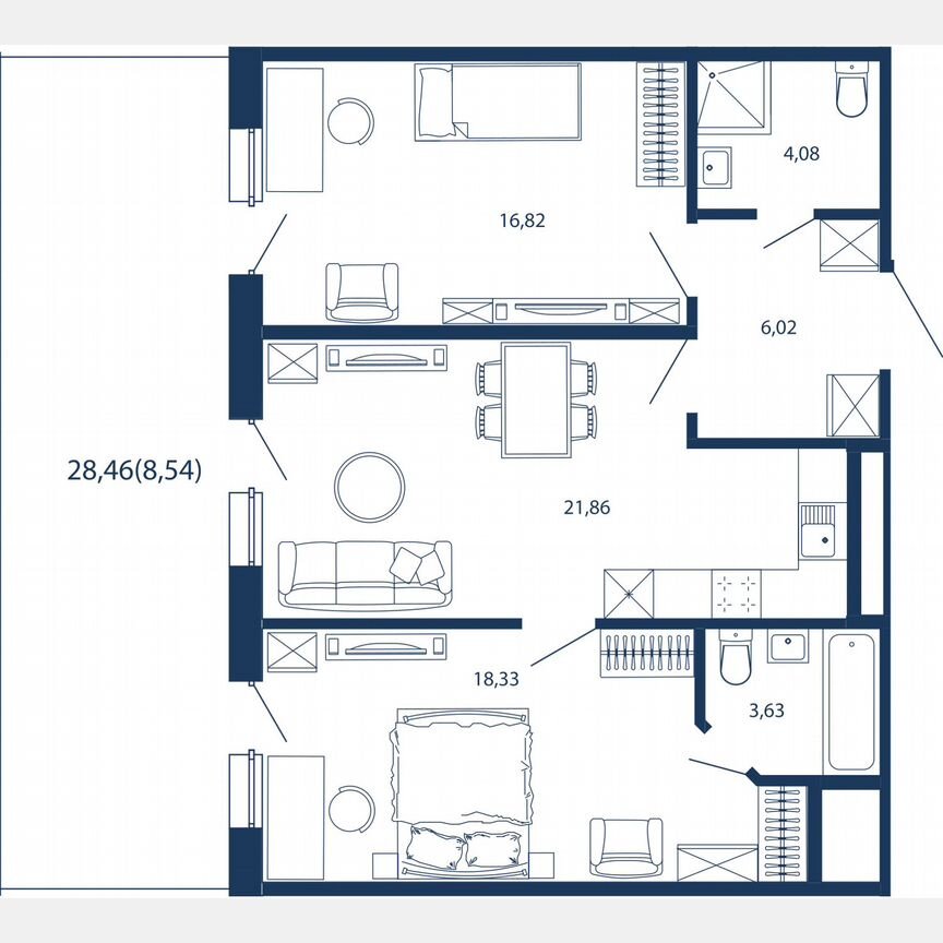 3-к. апартаменты, 79,3 м², 1/5 эт.
