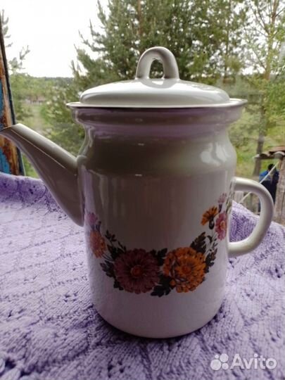 Кофейник эмалированный ссср,чайник винтаж