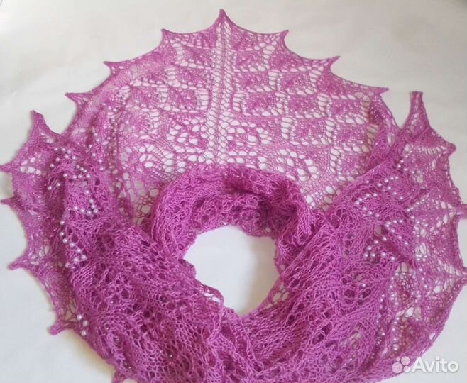 Шаль вязаная спицами
