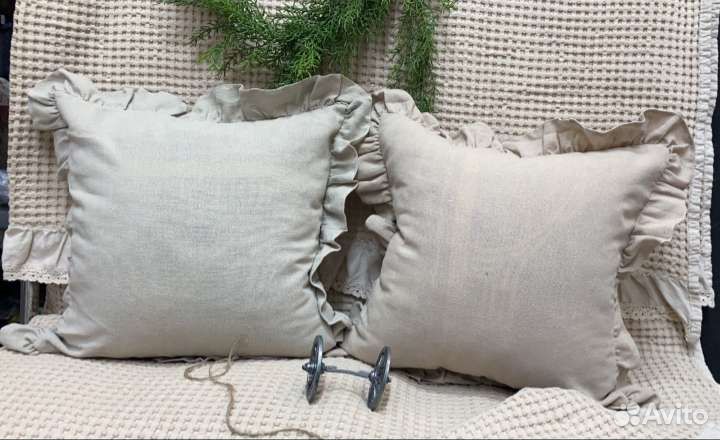 Наволочка полульняная с рюшами 45 на 45