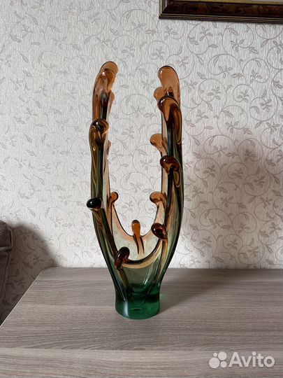 Ваза цветное гутное стекло