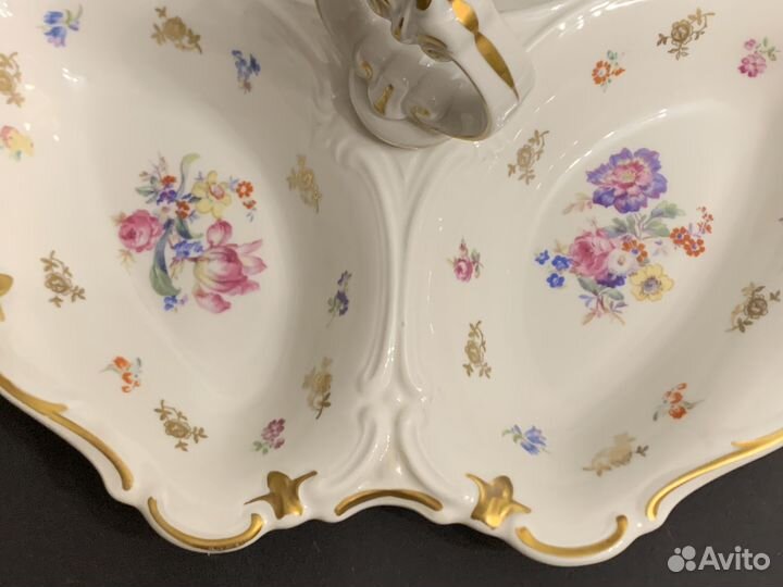 Менажница немецкая антикварная Мейсенский букет