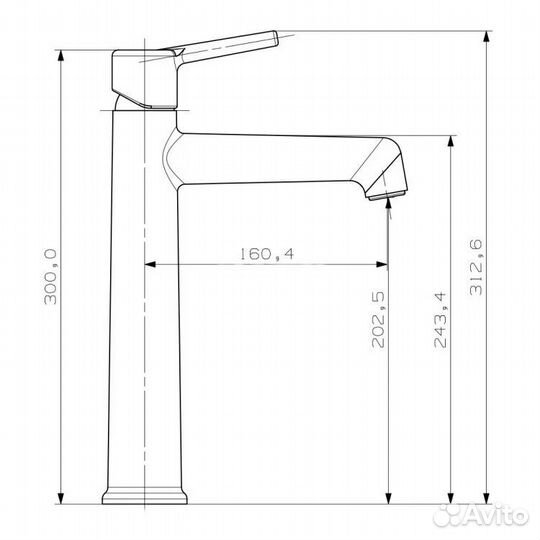 Высокий смеситель для накладной чаши-раковины Vieir V103513-F белый