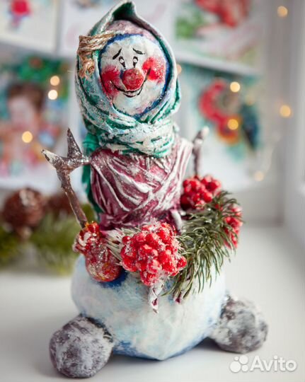 Ватные игрушки.Новогодние игрушки.Снеговик