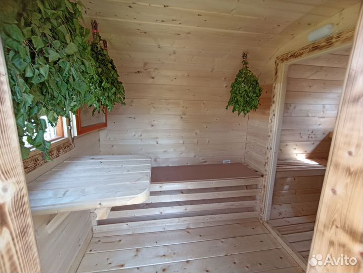 Баня бочка квадро 4 метра сборка на участке